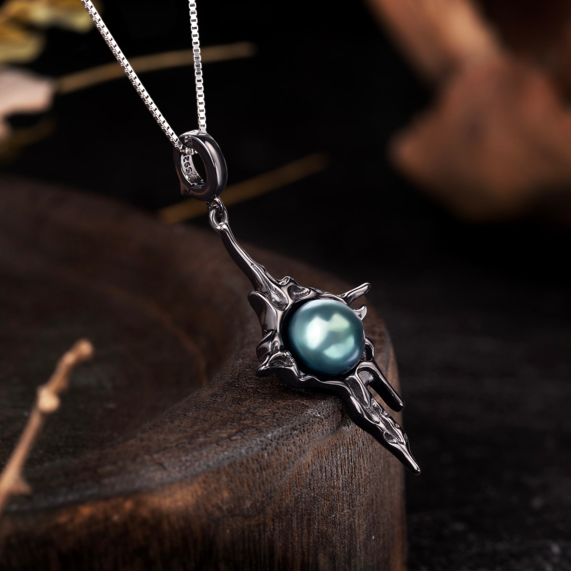 Irregular Cross Shaped Tahitian Pearl Necklace