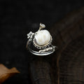 Memento Mori Perlen Totenkopf Blume Ranke Zweig Ring