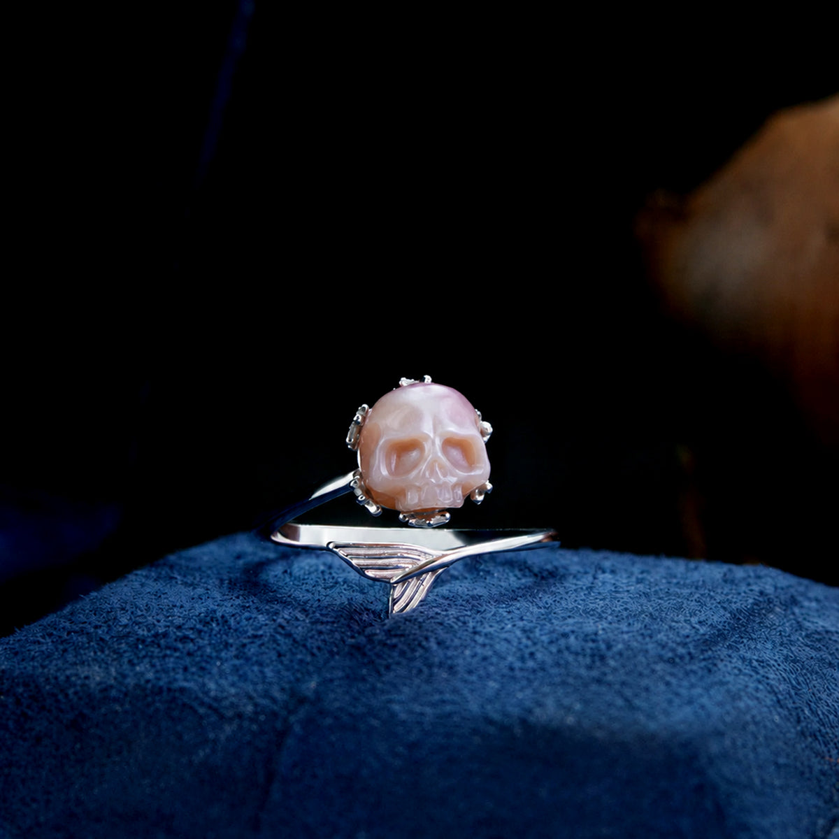 Mermaid Princess Tail Pearl Skull Ring