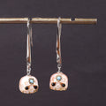 Minimalist Pearl Śmaśana Skull Hook Earrings