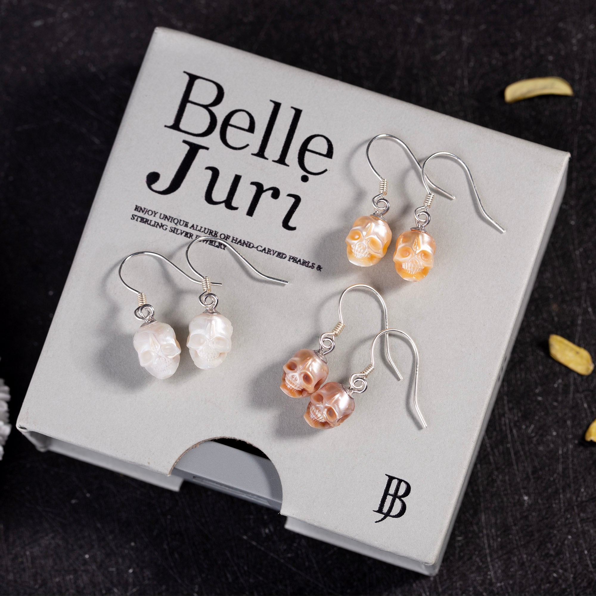 Minimalist Skull Pearl Dangle Drop Earrings