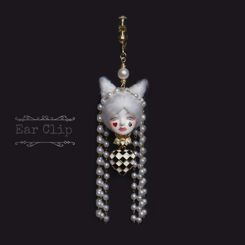 Miss Poker Face Pearl Fringe Earrings