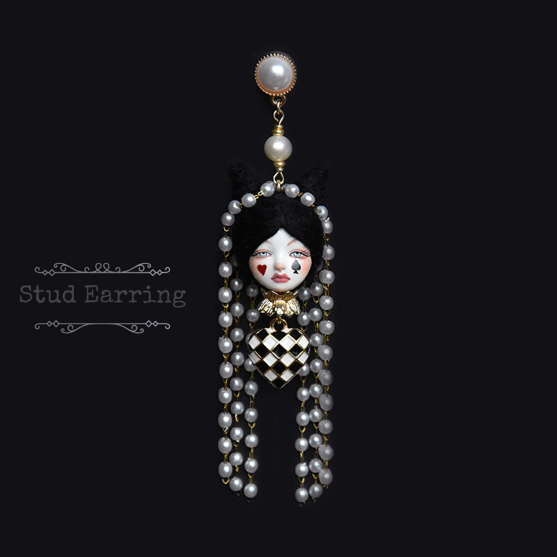 Miss Poker Face Pearl Fringe Earrings