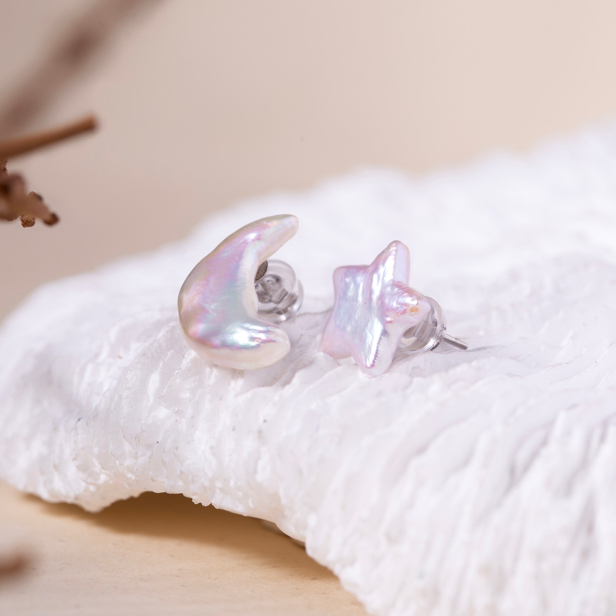 Moon & Star Baroque Pearl Earrings