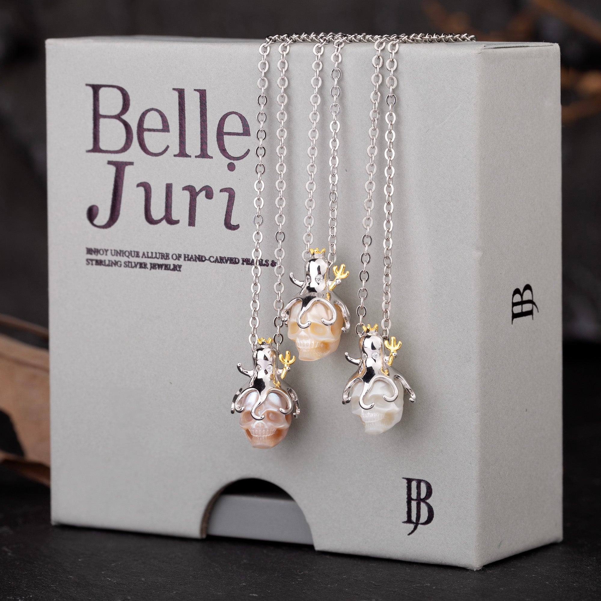 Pearl Skull Octopus Pendant Necklace