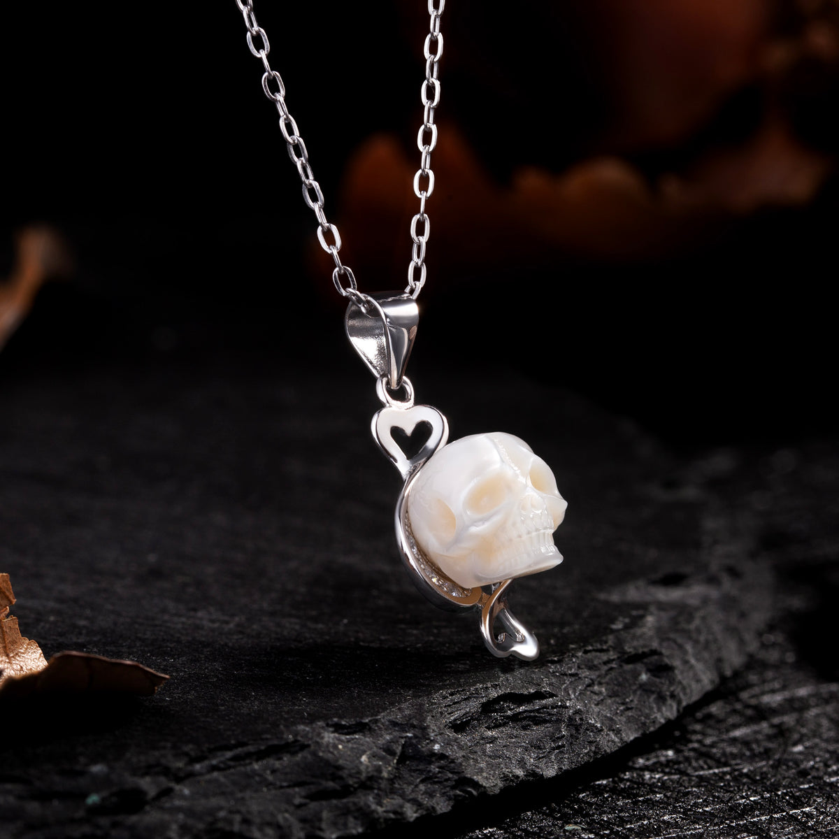 12 Zodiac Signs Pisces Pearl Skull CZ Necklace