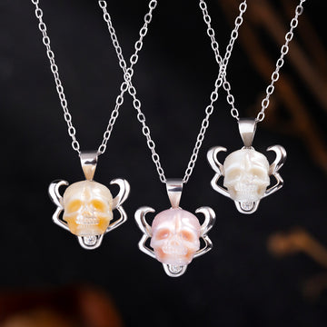 12 Zodiac Signs Taurus Pearl Skull Necklace