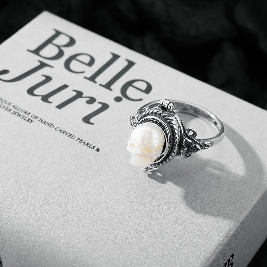Belle Juri Pearl Skull Vintage Pillbox Ring