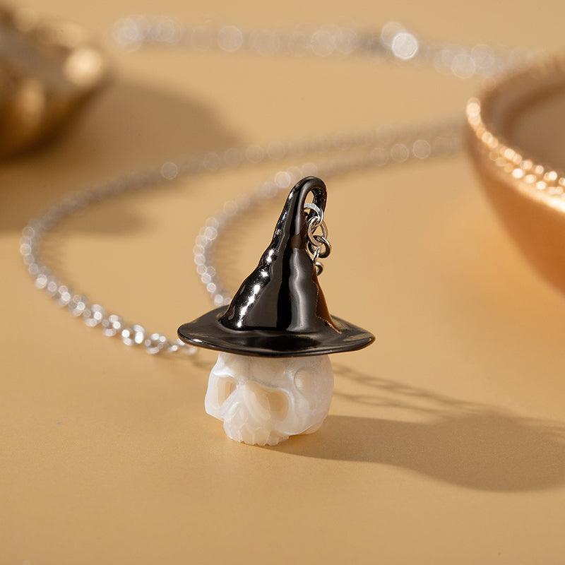 Pearl Carved Cranium Witch Hat Pendant - Belle Juri