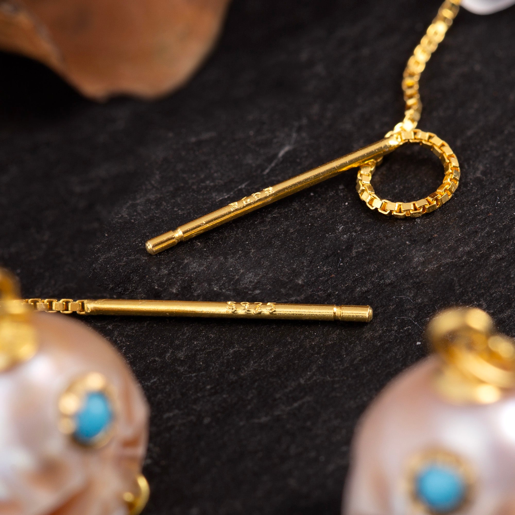 Pearl Carved Śmaśana Threader Earrings