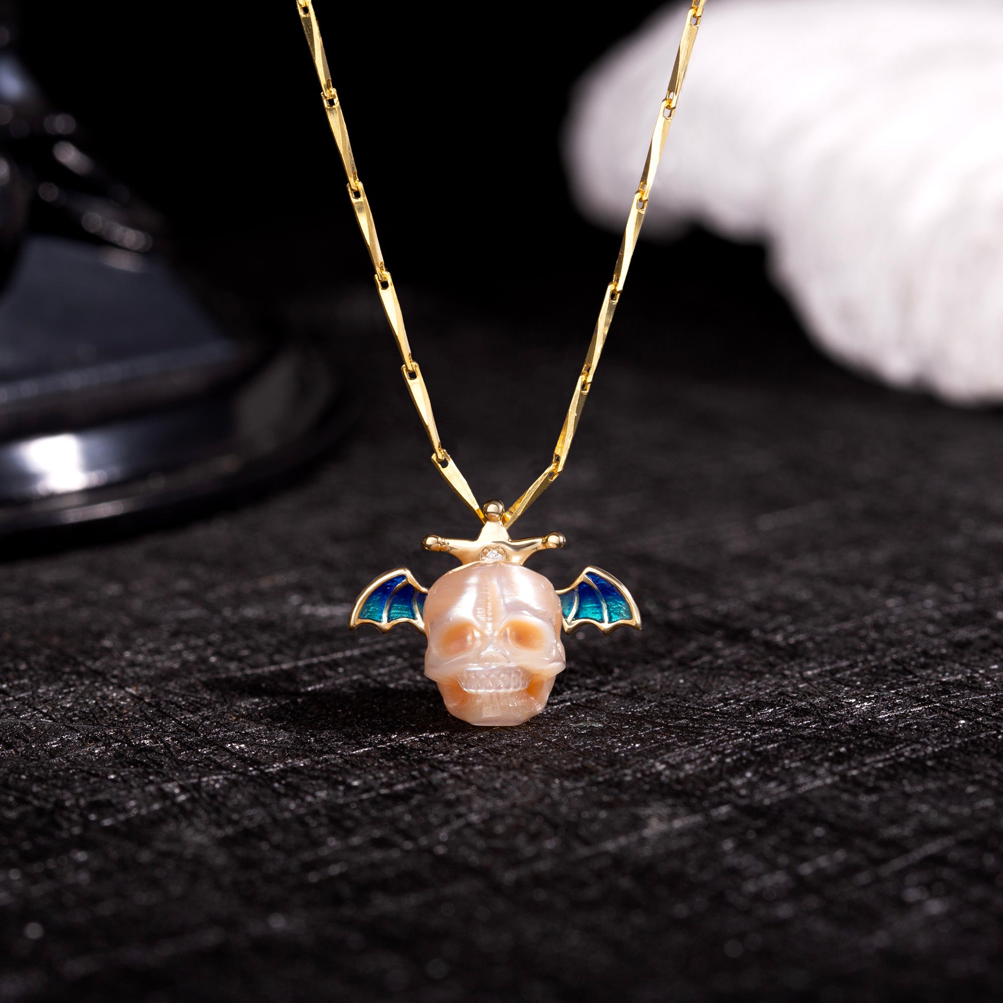 Collana a catena dei semi di melone di mazza da cranio perle