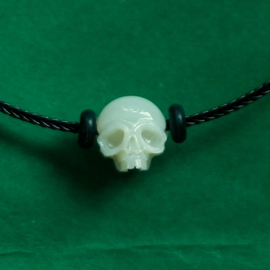 Pearl Skull Black Rope Bracelet
