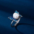 Pearl Skull Butterfly Ring - Belle Juri