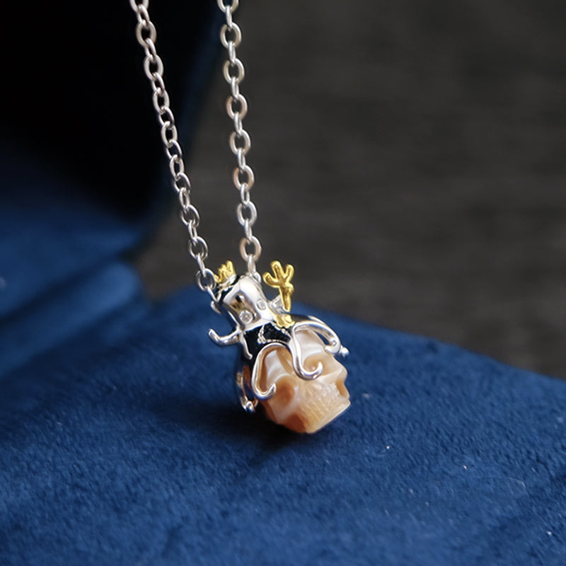 Pearl Skull Octopus Pendant Necklace