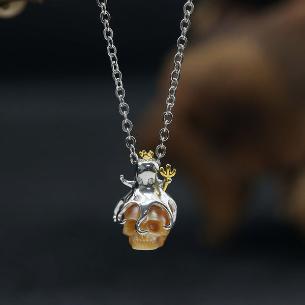 PearlSkullOctopusPendantNeckla