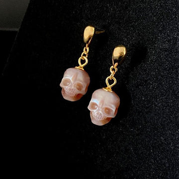 Belle Juri Pearl Skull Simple Waterdrop Stud Earrings
