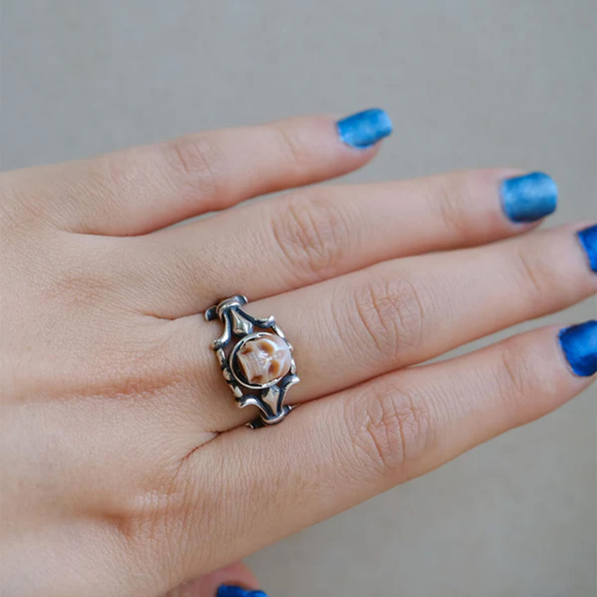 Pearl Skull Royal Trident Power Ring