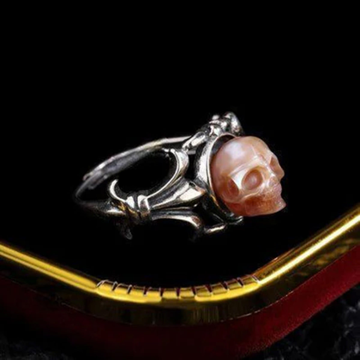 Pearl Skull Royal Trident Power Ring