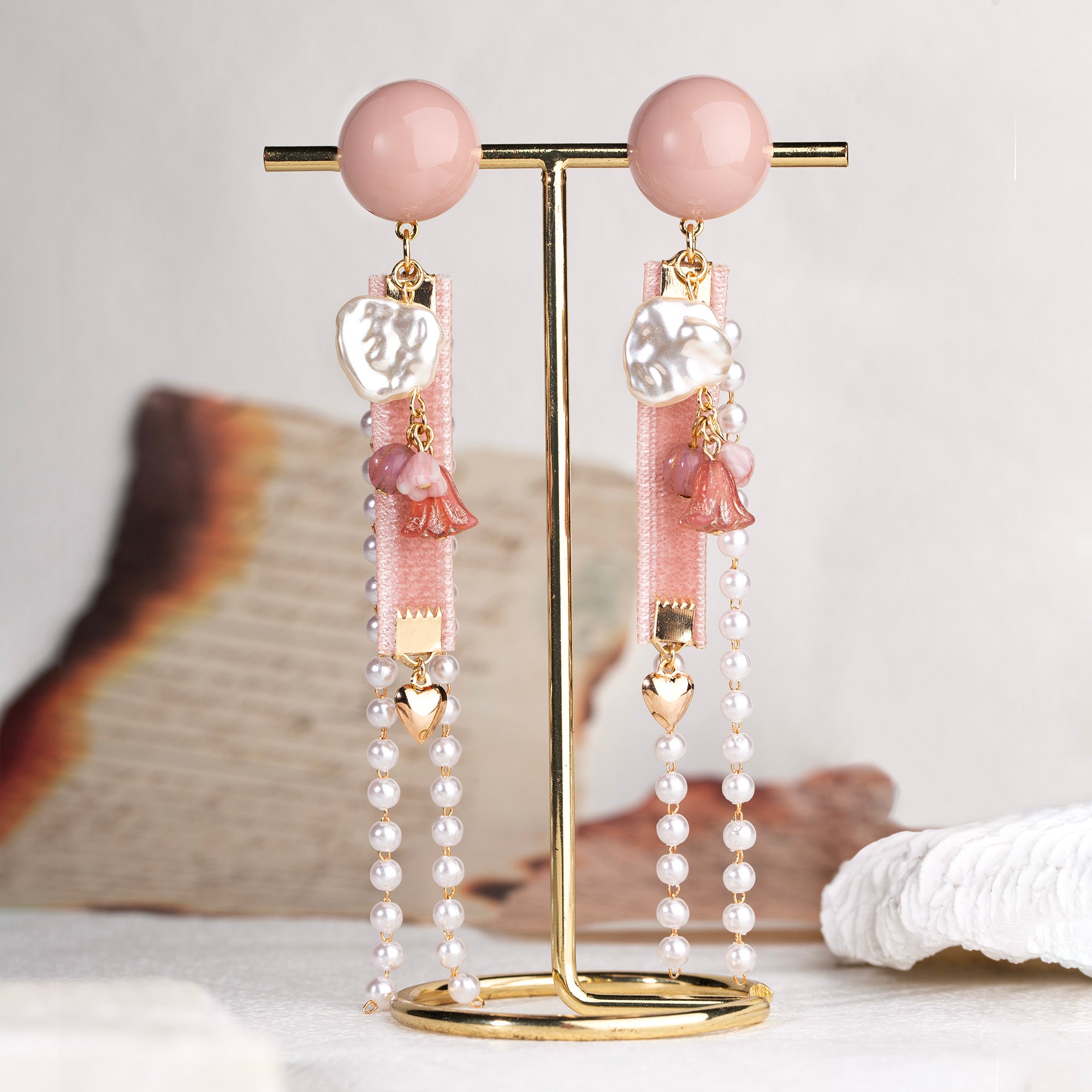 Pink Sweetheart Pearl Tassel Earrings