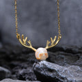 Reindeer Collier pendentif de chaîne de clavicule de crâne de perle de bois de bois