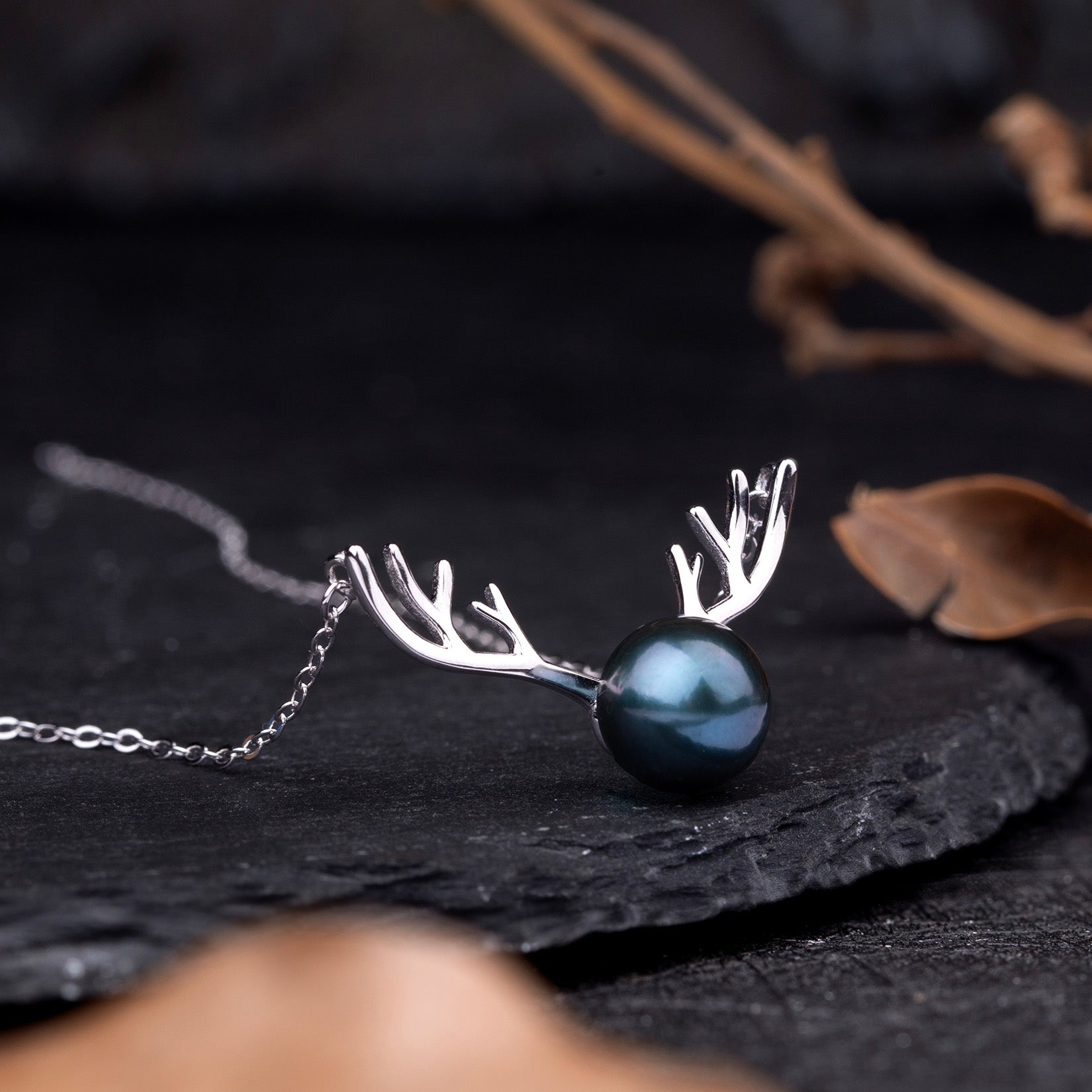 Reindeer Antler Tahitian Pearl Necklace