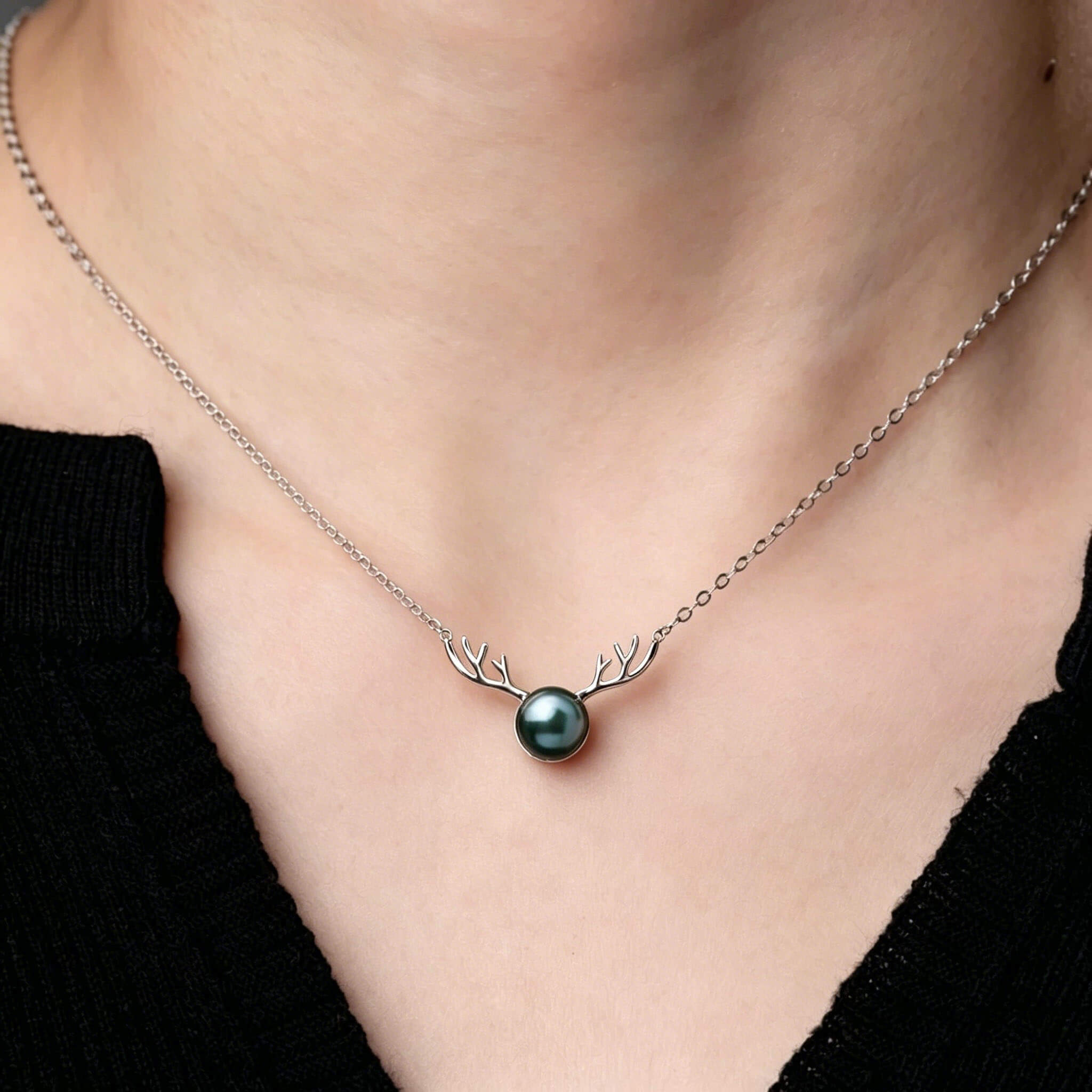 Reindeer Antler Tahitian Pearl Necklace