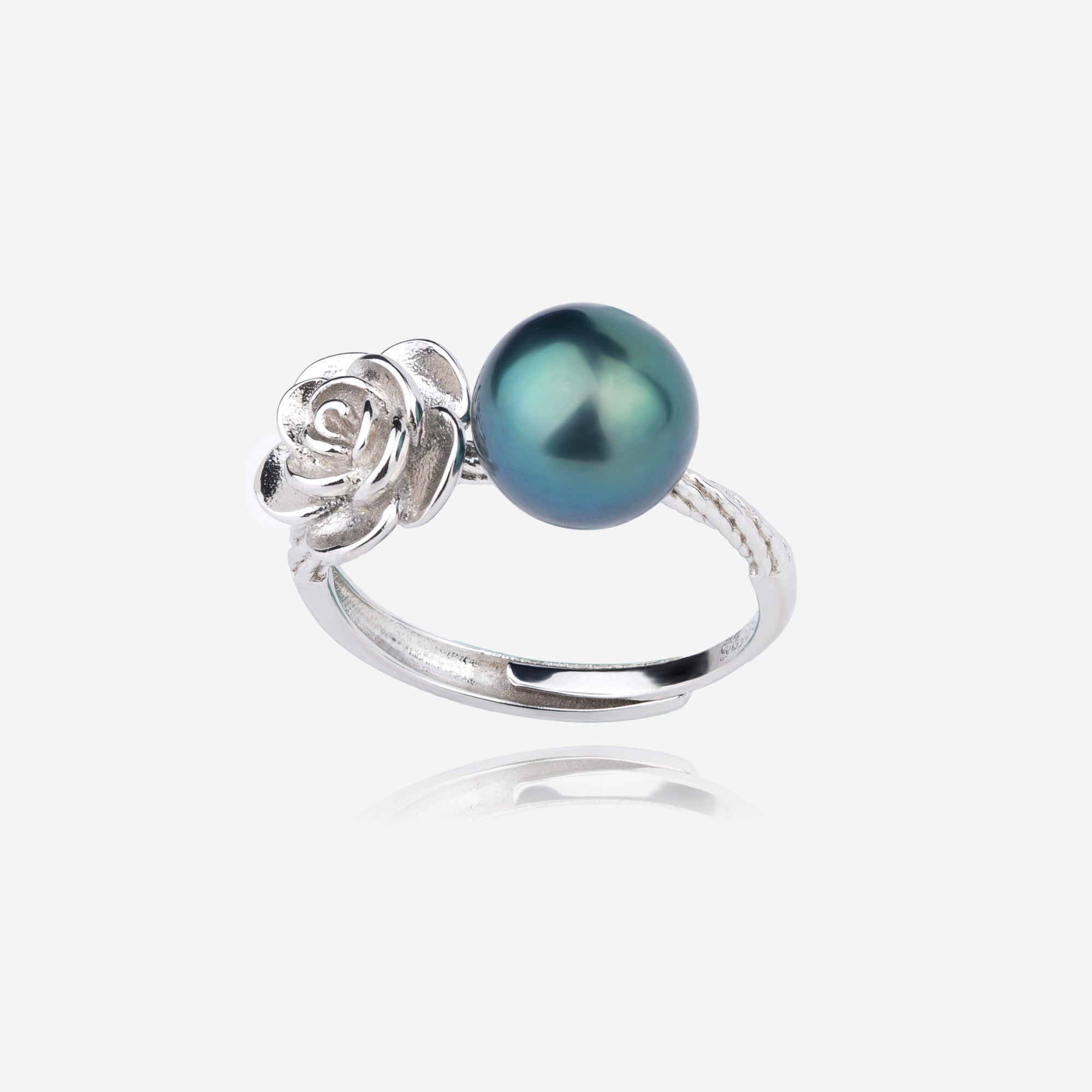 Rose Bloom Black Tahitian Pearl Ring