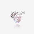 Anillo de perla barroca de flores de rosa