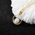 Belle Juri Round Inlaid Zirconia Pearl Skull Necklace
