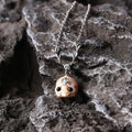 Sika Deer Antler Carved Pearl Skull Śmaśana Pendant Necklace
