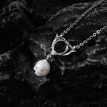 Belle Juri Sika Deer Pearl Cranium Necklace