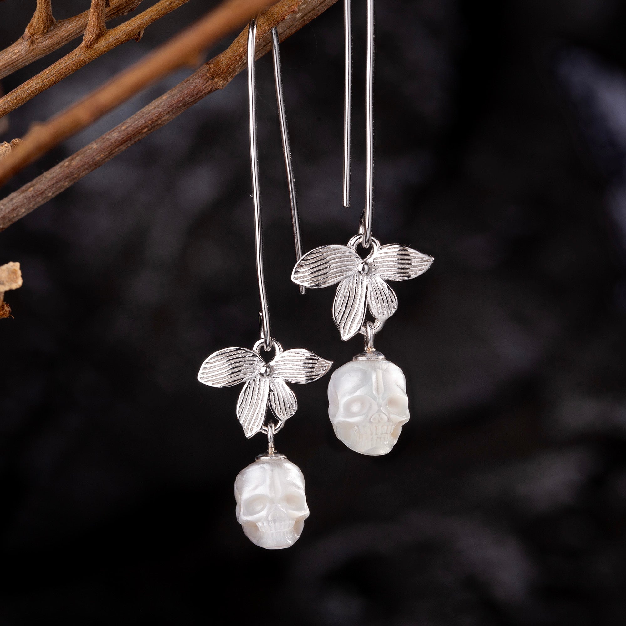 Silver Flower Pearl Drop Earring