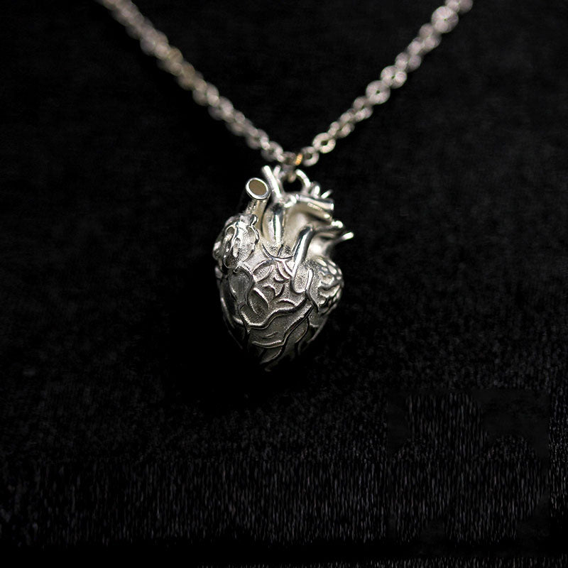 Soul in the Depths Openable Anatomical Heart Pearl Skull Necklace