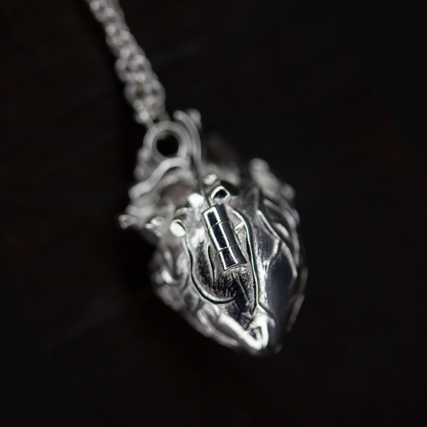 Soul in the Depths Openable Anatomical Heart Pearl Skull Necklace