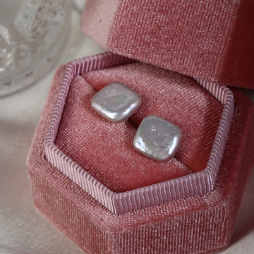 Square Baroque Pearl Studs Earrings