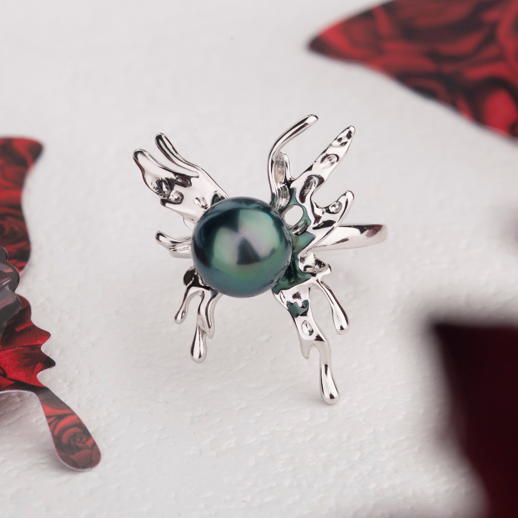 Tahitian Pearl Butterfly Wing Ring