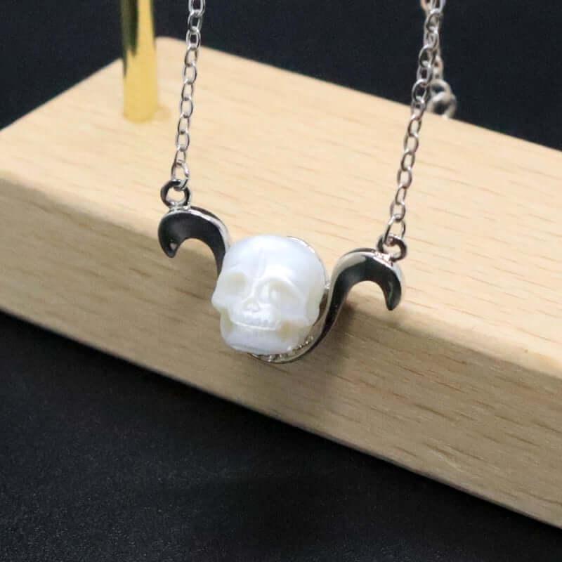 Belle Juri 12 Zodiac Signs The Aries Pearl Skull Necklace