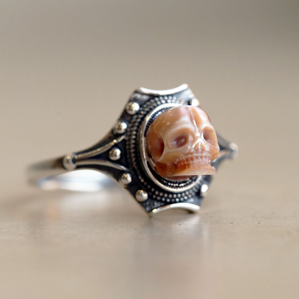 The Royal Shield Grandeur Pearl Skull Ring