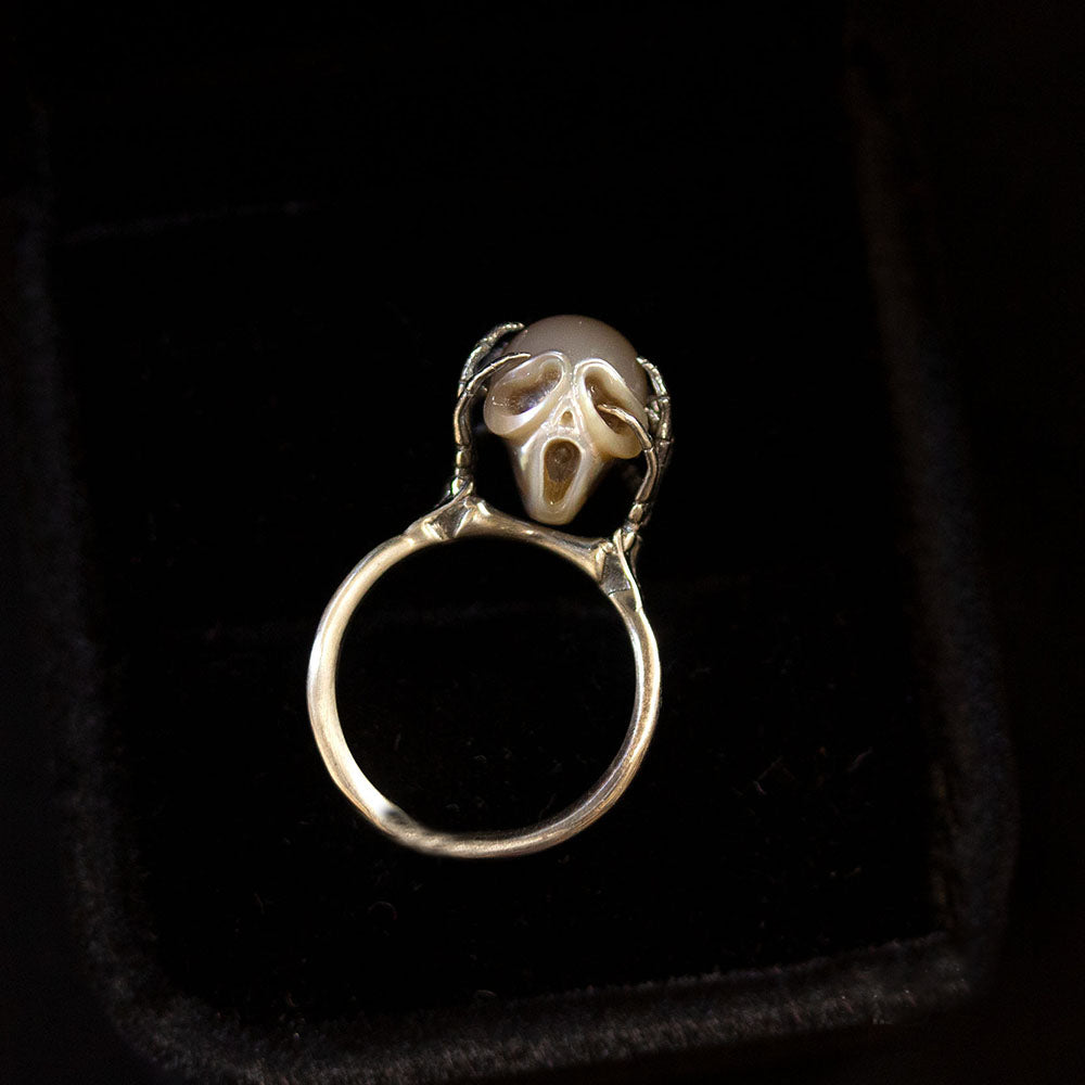 The Scream Inner Voice Pearl Skull Ring