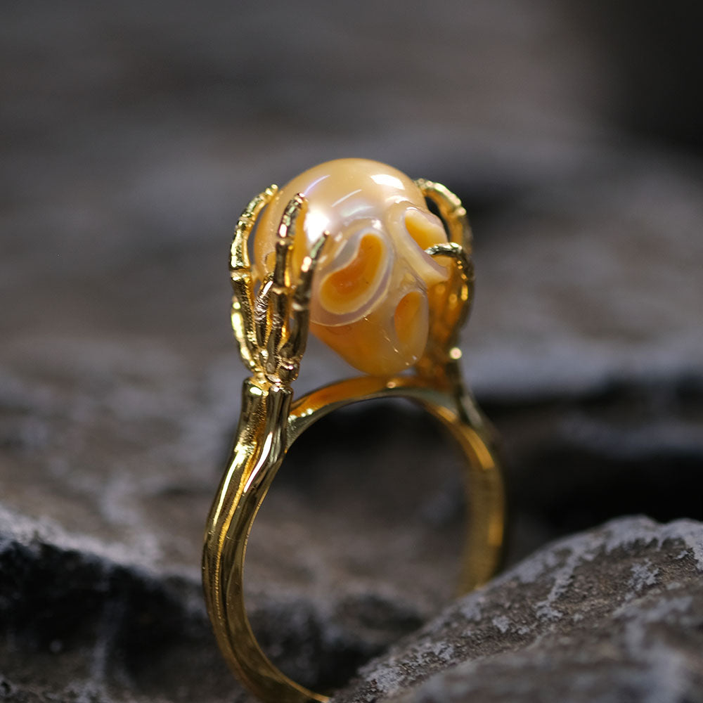 The Scream Inner Voice Pearl Skull Ring