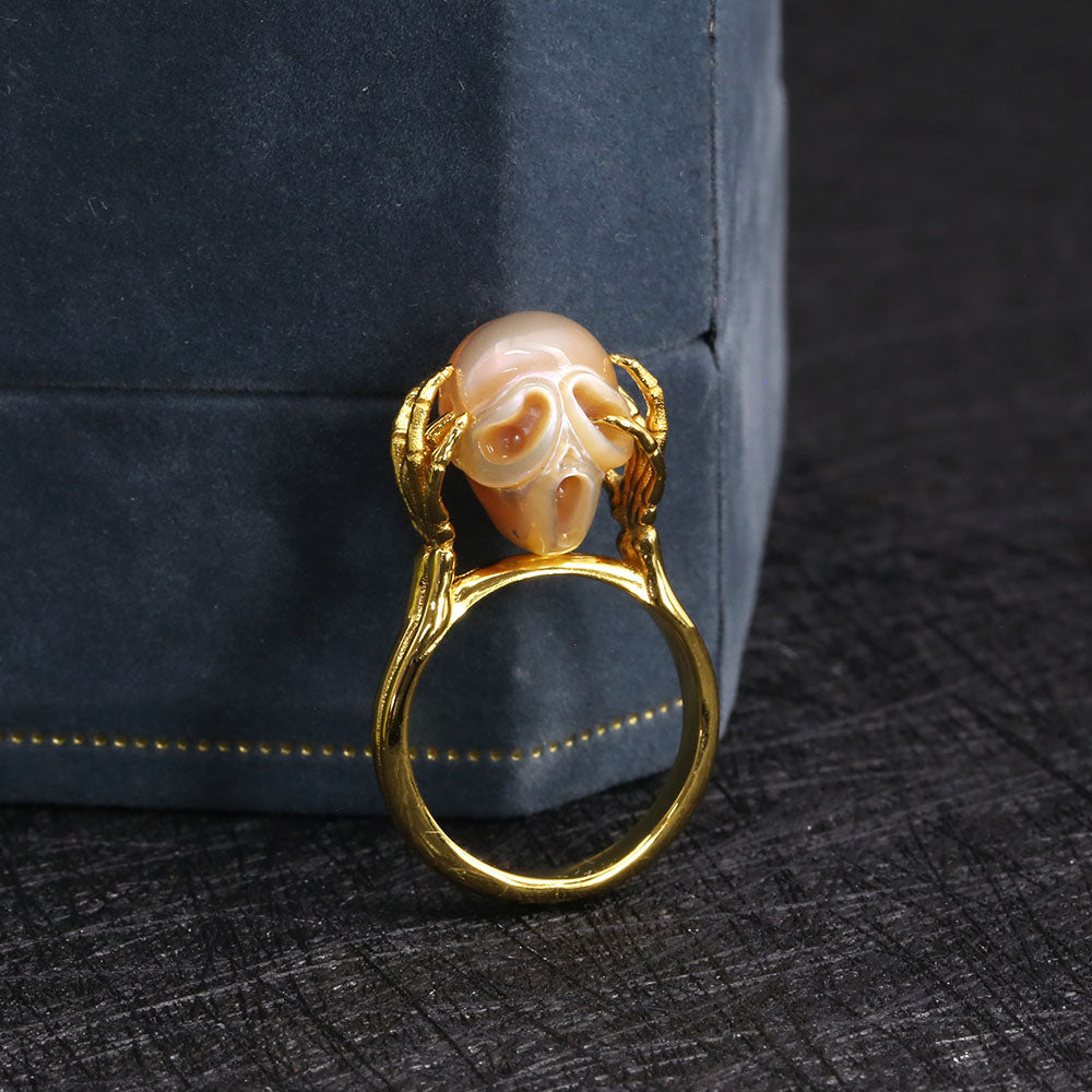 The Scream Inner Voice Pearl Skull Ring