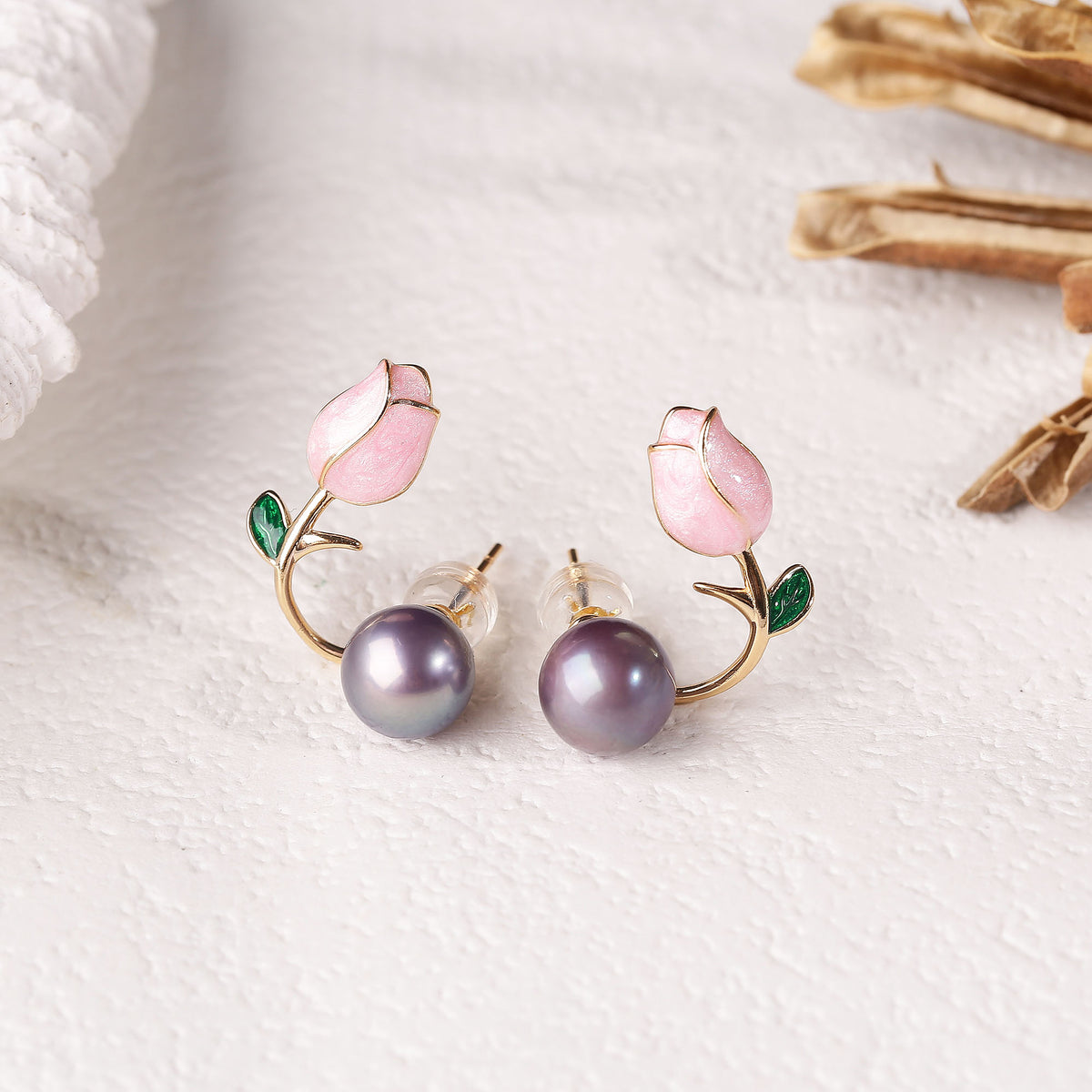 Tulip Pearl Stud Earrings