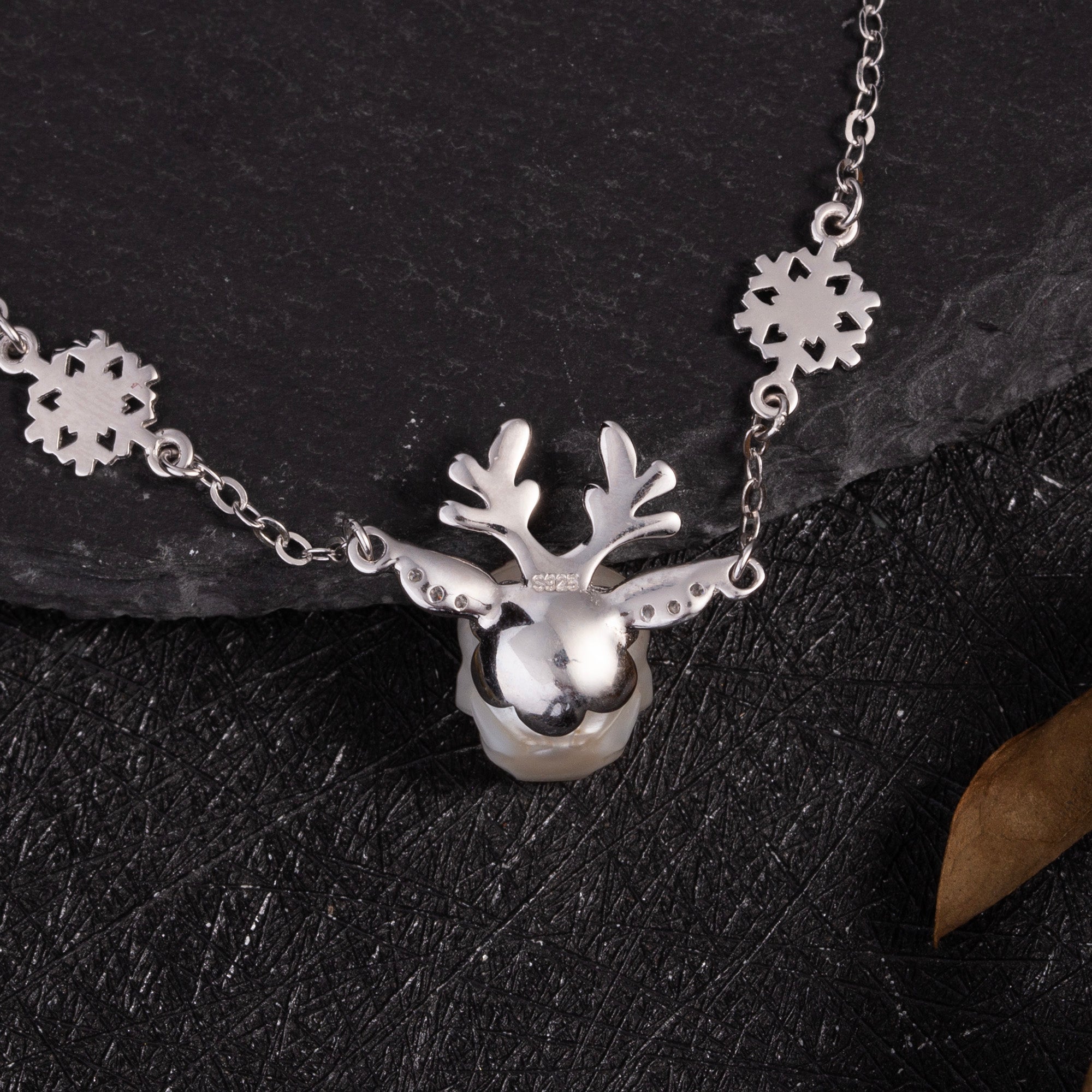 Winter Magic Reindeer Snowflake Pearl Skull Bracelet