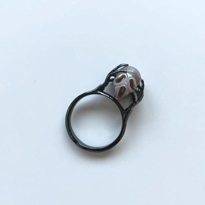 The Scream Inner Voice Pearl Skull Ring